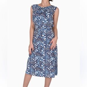 Tory Burch Blue and White Floral Midi Dress